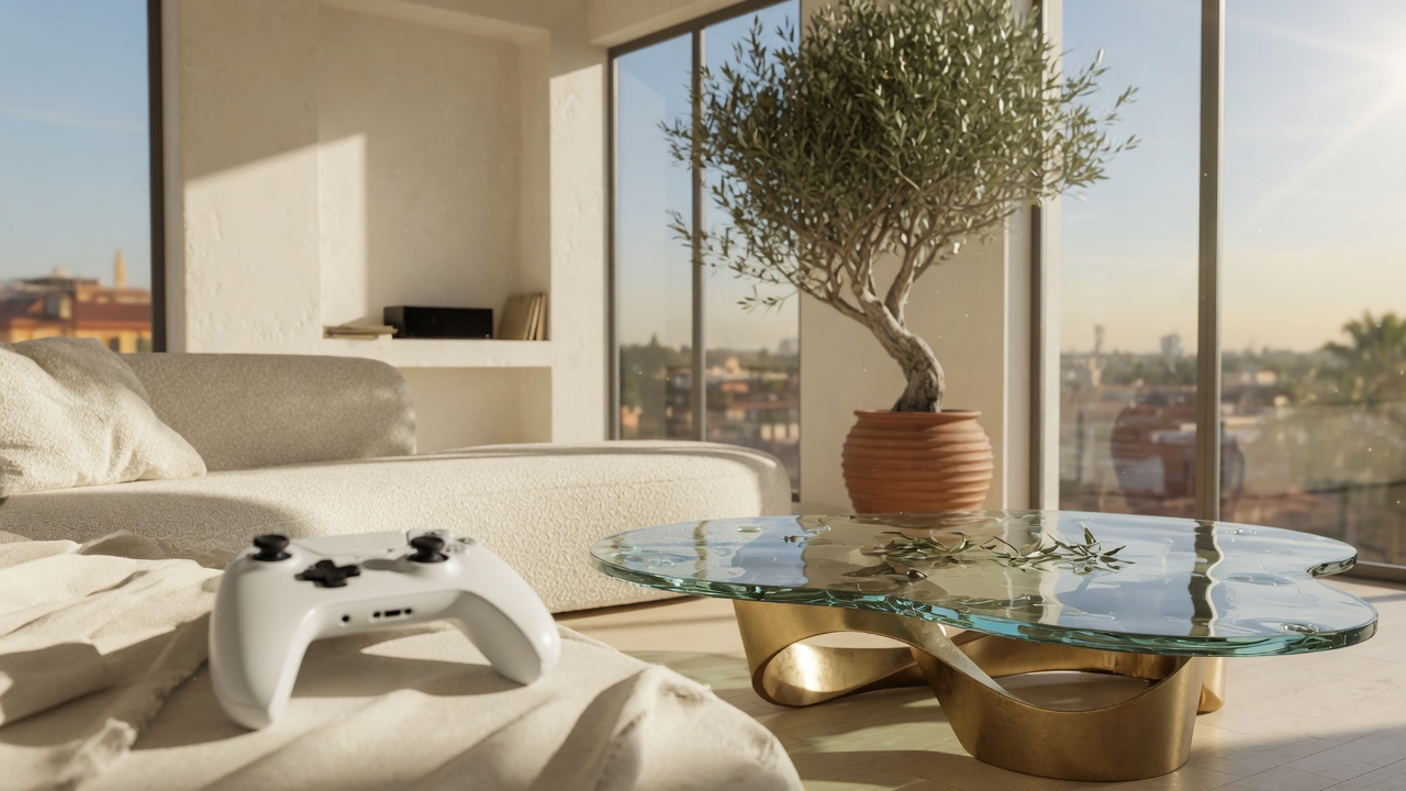 Sunlit game lounge